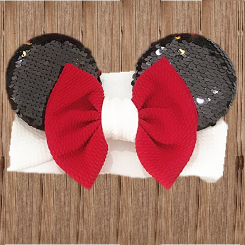 Minnie Mouse Red Ears Bow Headband Sequin Disney W